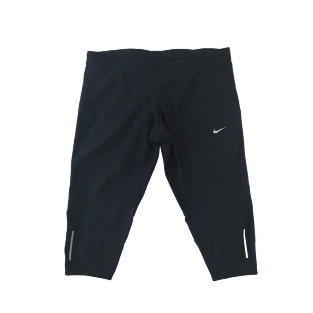 Nike Dri-Fit Black Drawstring Capri Length Running Legging Pants Women's XL